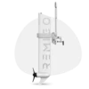 RemigoOne Neo electric outboard motor with tiller in upright position